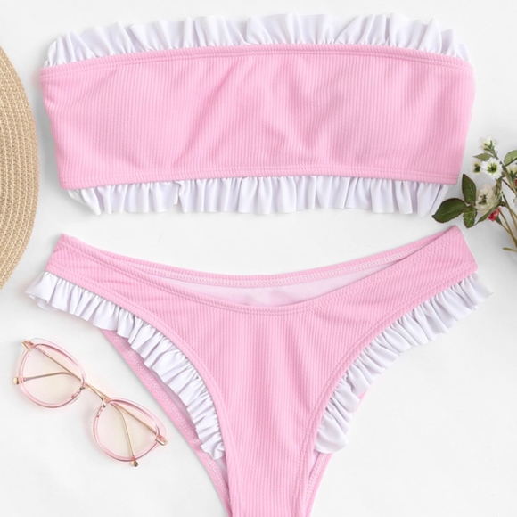 pastel pink swimsuit